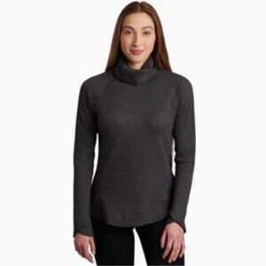 Kuhl Sweater Womens XL Gray Cowl Neck Waffle Knit Pullover Thermal Top Outdoors